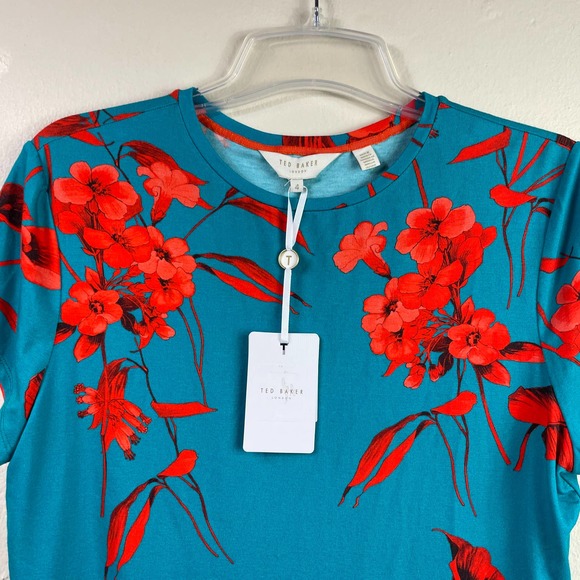 NWT Ted Baker Fantasia Fitted Tee Turquoise Size 4 - Picture 9 of 12